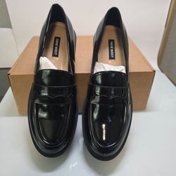 Nine West Maibel Lug Sole Penny Loafer Black Patent Women's Size 7.5 New