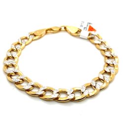 10k Gold Bracelet 8” Hollow Diamond  Cut Cuban 9mm 10.8grams  142110 16