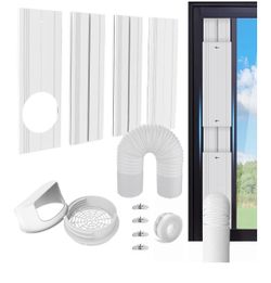 Portable AC Window Vent Kit with 5.9" Exhaust Hose, 4 Plates Adjustable PVC Window Seal Panel for Sliding Windows, Portable Air Conditioner Window Kit