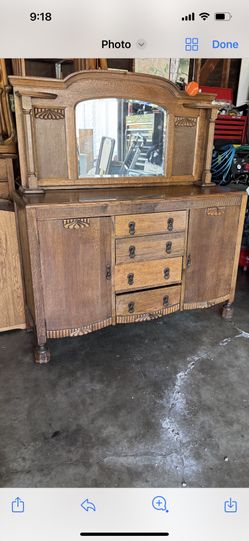 Oak Dresser With Mirror