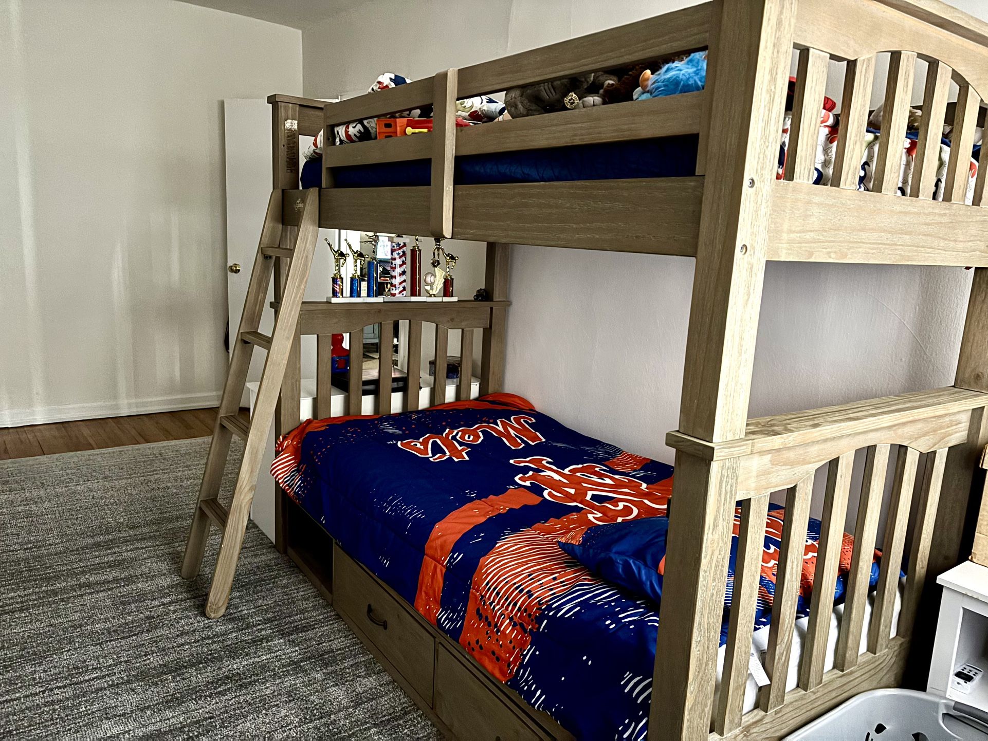 Twin Over Twin Bunk Bed With 2 Drawer Storage and 1 Shoe/Storage Cubby