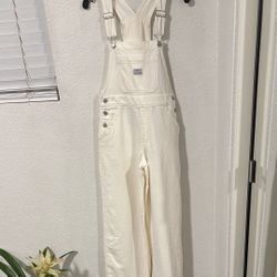 N WT Levi Strauss Denim Overalls, Off White, XS 