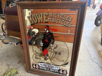 Old Howe bicycle/tricycle mirror with old frame really cool piece