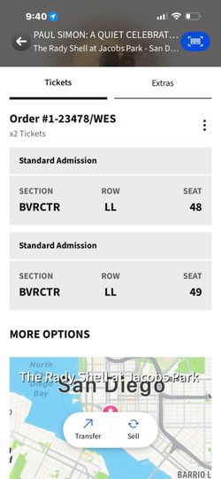 Paul Simon - Rady Shell tonight! 2 tickets