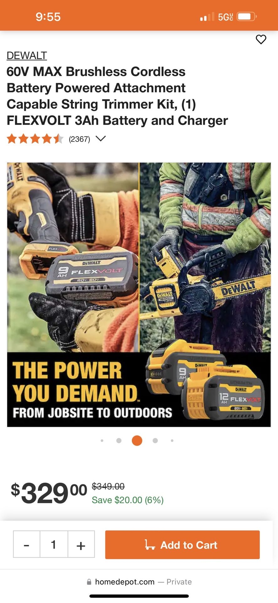 DEWALT 60V MAX Brushless Cordless Battery Powered Attachment