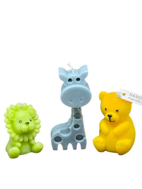 Set of three little animals candles