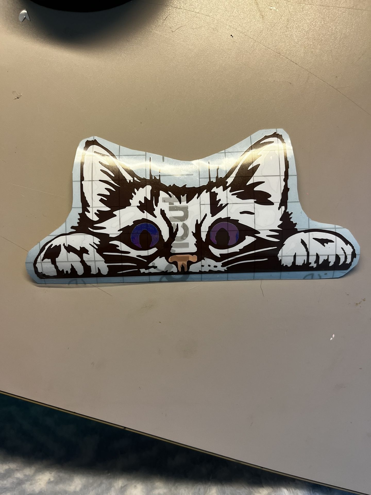 Cute Peaking Kitty Sticker Halographic Eyes