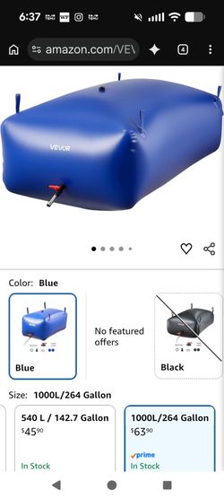 Water storage bladder 264 gallons