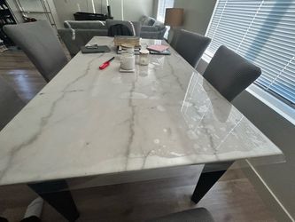 Real marble table rectangle 8 seats