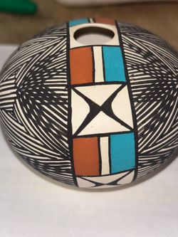 Acoma Pueblo miniature vase signed
