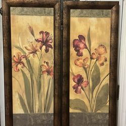 Flower Decorative Acrylic Painting on Board, Framed Both For $120