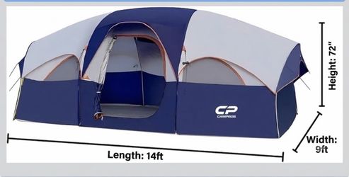 8 Person Tent, Portable Cabin Tent, Camping Tent 4-Person Easy Set Up, Waterproof with Top Rainfly for Outdoor Camping/Hiking