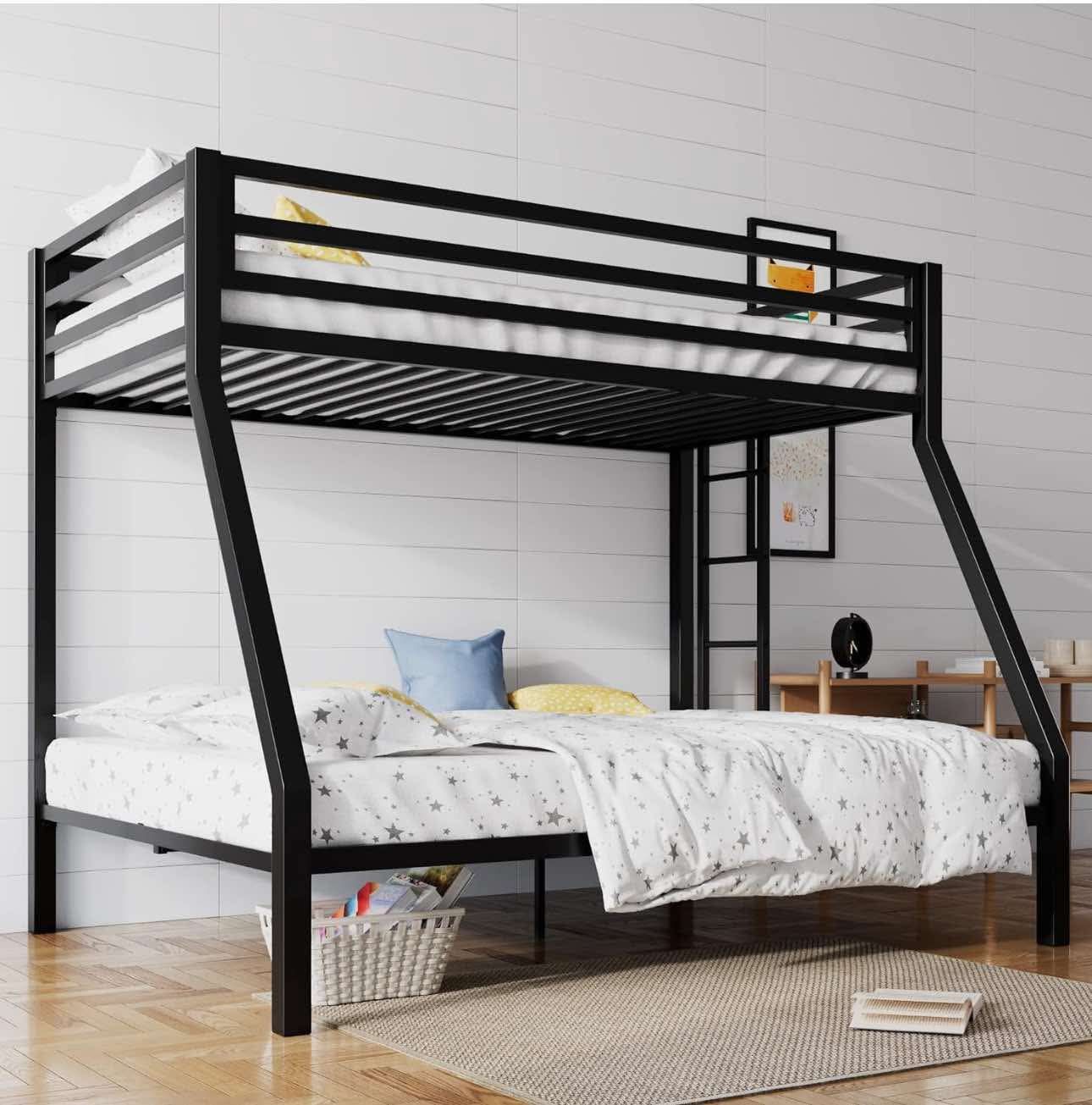 Toddlers, . 📍 Loft Bunk Bed Twin Over Full Size with Ladder Black V-10