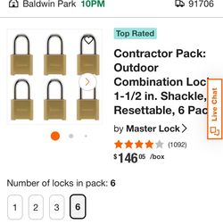 Master Lock Contractor Pack: Outdoor Combination Lock, 6 Pack