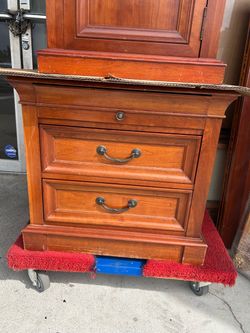 Ethan Allen Cherry Wood Nightstand with Two Drawers