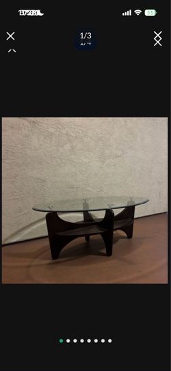 One Oval Heavy Solid Wood Coffee Table with 50”x30.25” Beveled Glass