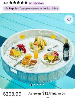 Floating Serving Trays Table Bar XLGE Round - Swimming Pool Floats for Adults for Sandbars, Spas, Bath, and Parties | Floating Tray for Pool Serving D