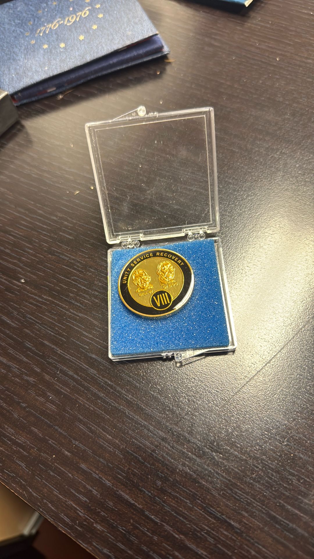 7 Year Founders AA Medallion Gold Plated Bill & Doctor Bob Serenity Prayer Chip