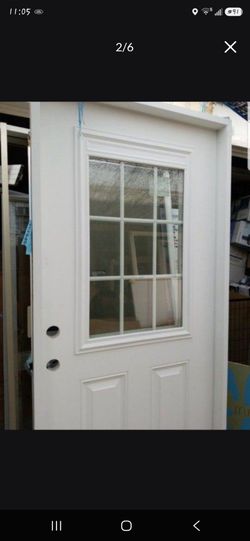 36x80 exterior door Fiberglass Right hand, painted,mini blinds and grills are inside the glass