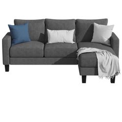 70.8 REVERSIBLE SOFA & CHAISE W/ OTTOMAN | Dark Gray