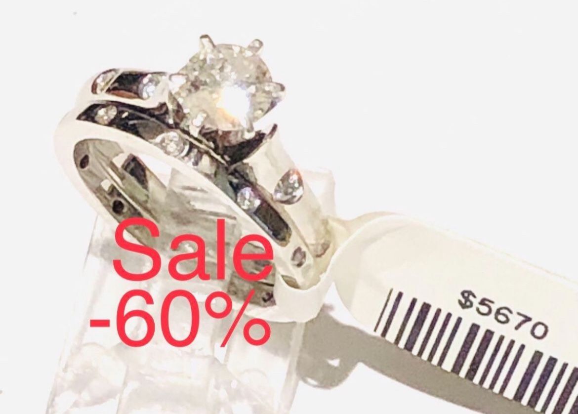 Engagement Ring Wedding Ring Set NATURAL DIAMONDS ❤️ SALE -55% CHECKED & APPRAISED BY THE GEMOLOGICAL INSTITUTE NEW YORK