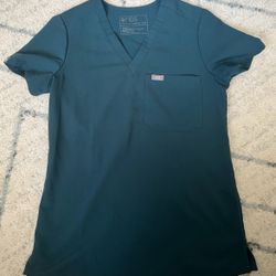 FIGS Women’s Scrub Top Size XXS Catarina One Pocket Caribbean Blue PO1617