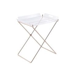 CB2 Art Deco Plexiglass And Brass Side Table