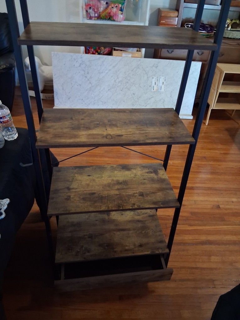 Tall Shelf Metal And Laminated
