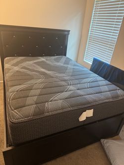 Queen Bed Frame with Mattress and Headboard