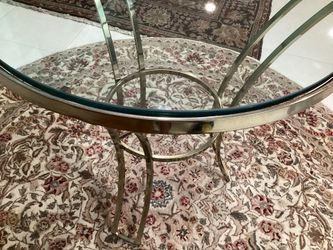 Set Of Round Table With Thick Glass Gold Trim Asking $175.