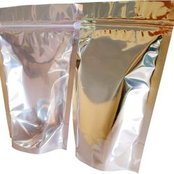 200 Pack Smell Proof Bags Mylar Bags Zipper Stand Up 1/2 Quart 5x8 Inch Clear-Front Silver-Back Heat Seal Resealable Airtight Zipper Pouches