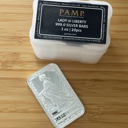 1 oz PAMP Lady of Liberty Silver Bar, 20-count