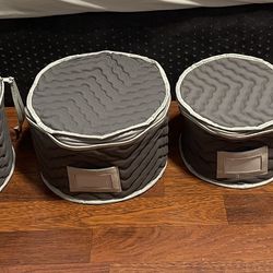 Four Different Size Round Storage Zipper Covered