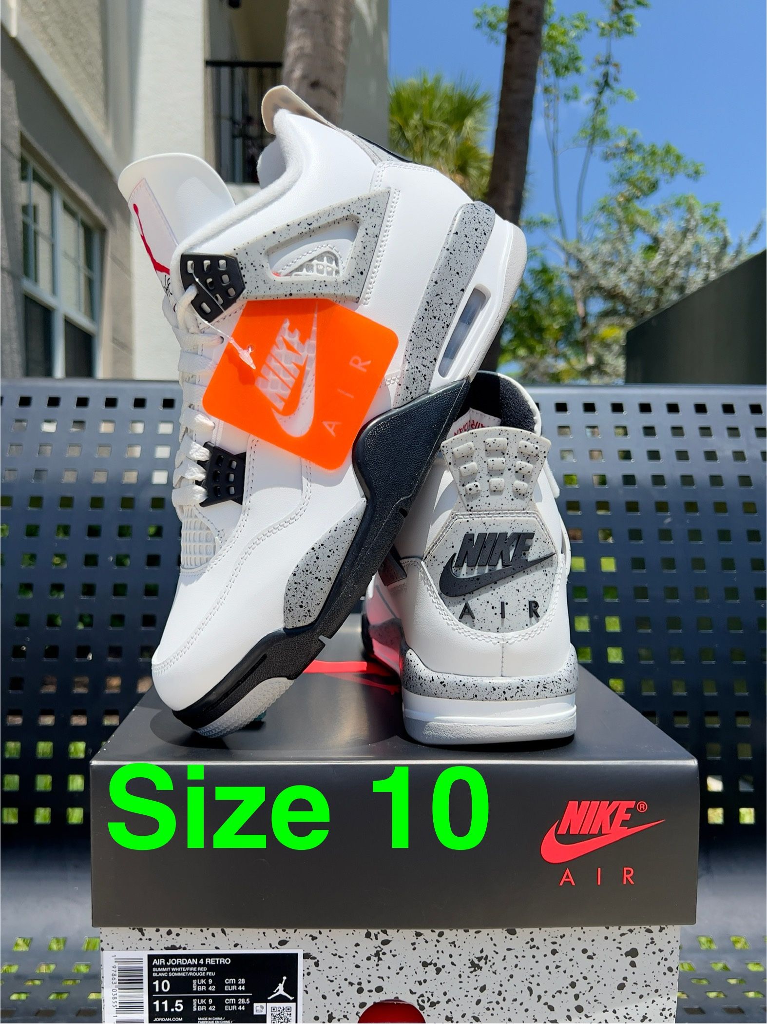 Jordan 4 Retro OG Cement Size 10 New Nigel Brick Fragment