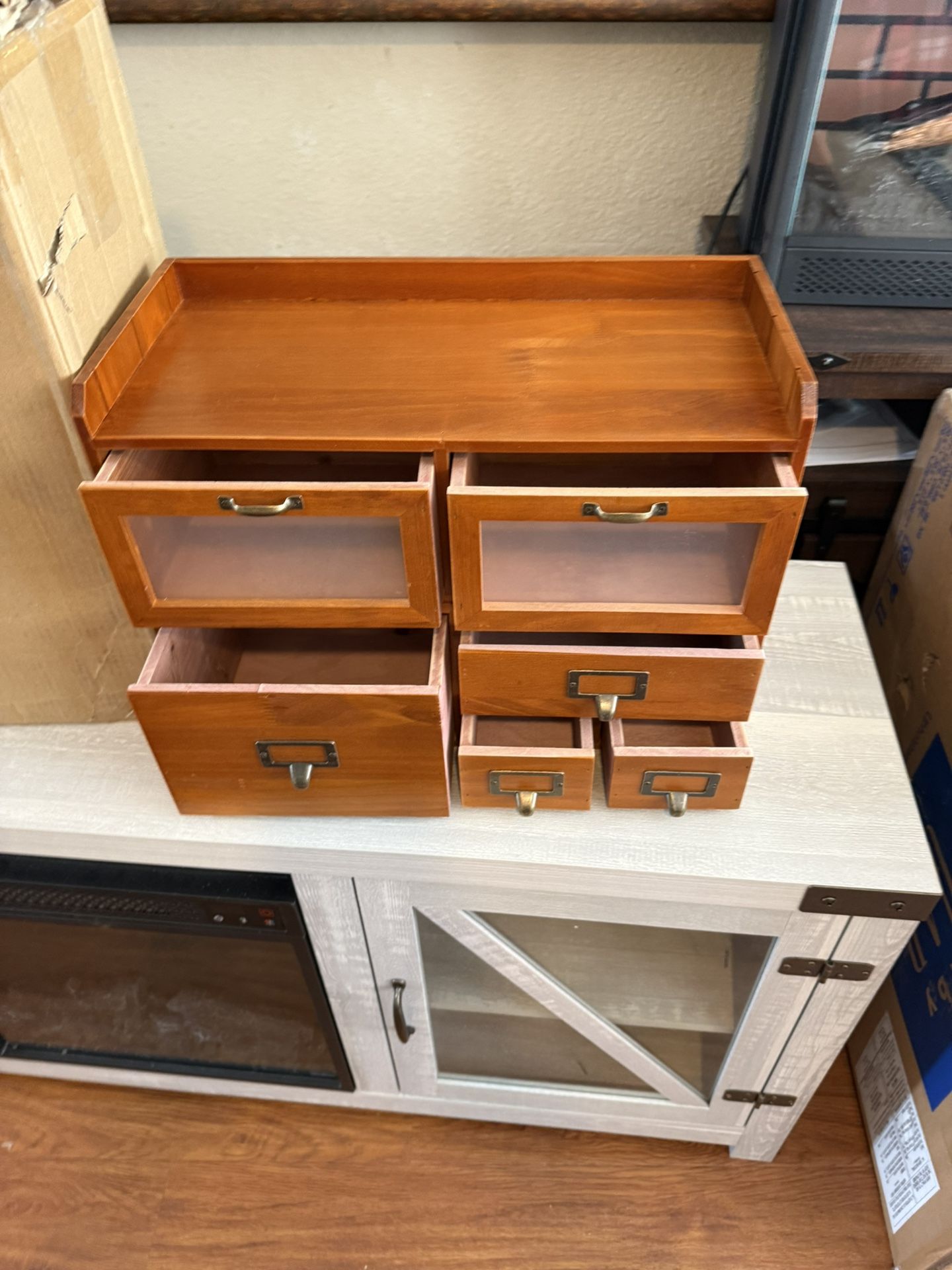 Organizing Cabinet, 6-Drawer Wooden Desktop Vintage Countertop Storage Cabinet BRAND NEW BEAUTIFUL