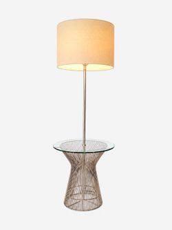 Laurel Wired Floor Lamp w/ Glass Side Table, c.1960's - Delivery Available