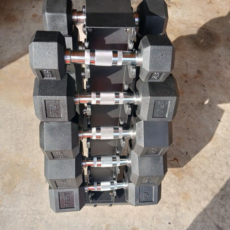Weights  Rubber & Rack 5 To 25 Lb