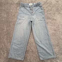 Jessica Simpson Olivia Wide Leg Jeans Girls Size 8 Light Wash Button Fly