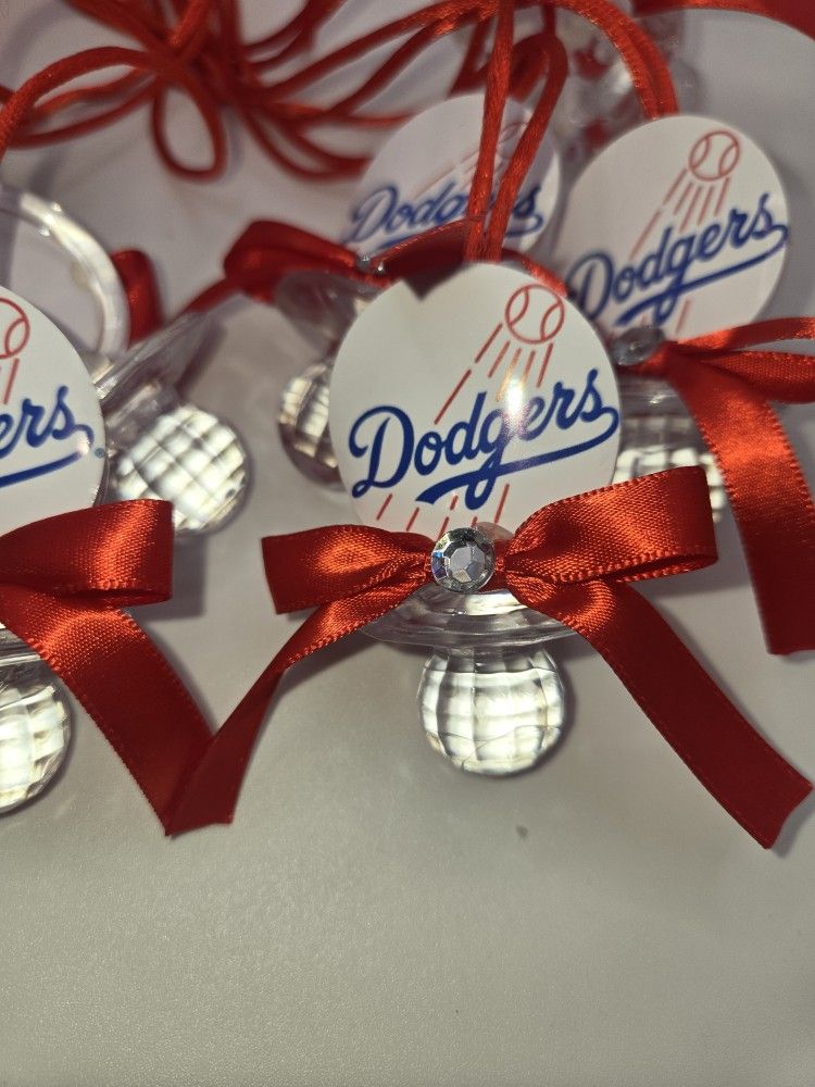 Dodgers Baseball Baby Shower Pacifiers Guest Favor Necklaces