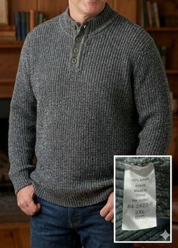 KingSize Men's Chunky-Knit Mock Neck Pullover Sweater 3XL Big & Tall (COD0161)
