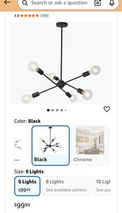 New 8-Light Sputnik Chandelier Modern Ceiling Light Fixture Black