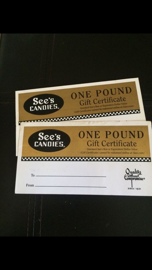 See’s Candies One Pound Gift Certificate