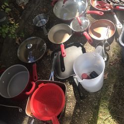 Nice Set Of Pots And Pans Lids Silverware And Knives Everything Goes For $75