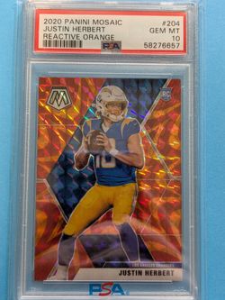 🔥2020 🔥Panini Mosaic Justin Hebert💥 Reactive Orange💥 RC GEM MT 10