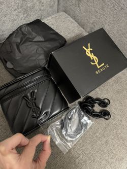 Authentic GWP (Gift with Purchase from the store) YSL black cosmetic bag with black accents 