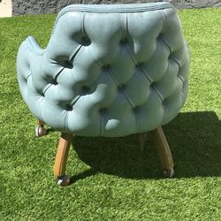 Vintage Blue Mid Century Rolling Chairs - Set Of 4