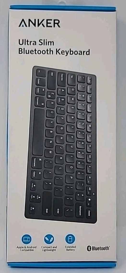 Anker Ultra Slim Bluetooth Keyboard A7726 Black IOS Android Mac Windows Wireless