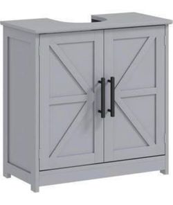 New Assembled Storage Cabinet for Pedestal Sink Dark Gray Farmhouse Freestanding