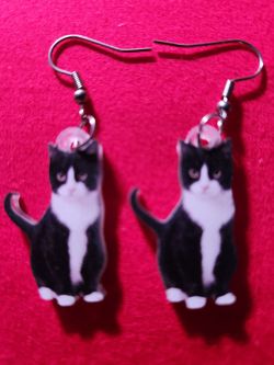2D Tuxedo Cat Earrings