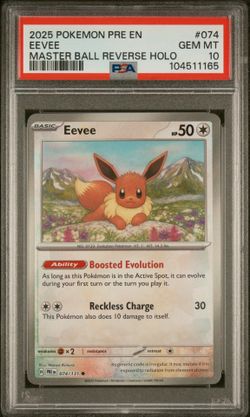 2025 POKEMON PRE EN-PRISMATIC EVOLUTIONS 074 EEVEE MASTER BALL REVERSE HOLO